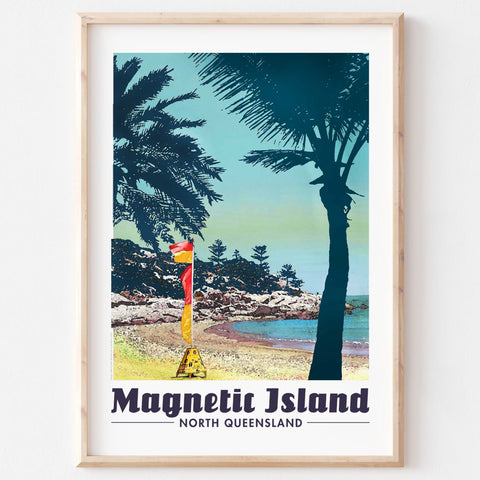 Poster art print Queensland Magnetic Island Alma Bay in wooden frame