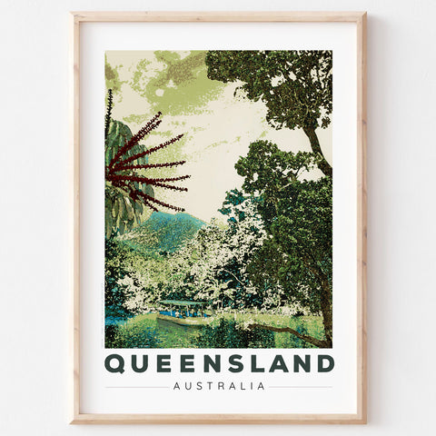 Poster art print Queensland Daintree in wooden frame