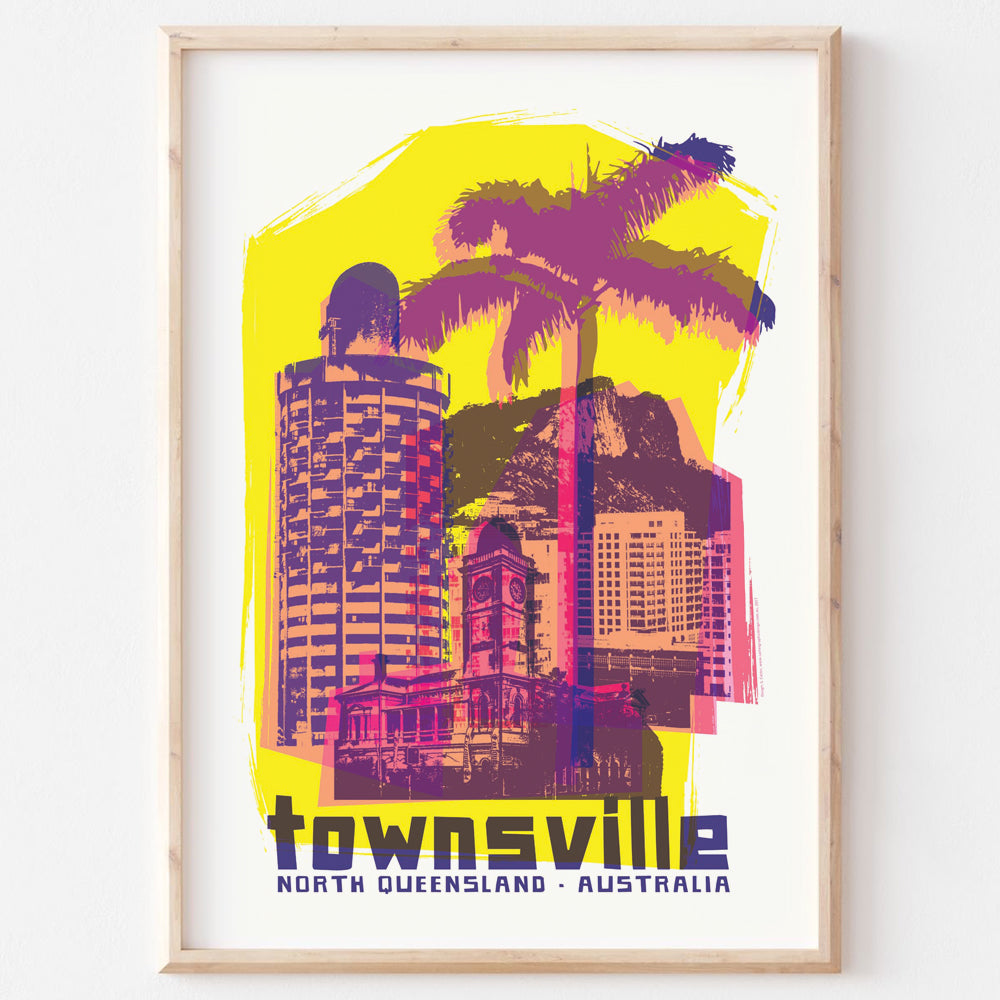 Poster art print Queensland Townsville Sugar Shaker in wooden frame
