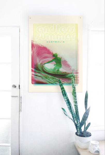 A2 Australia Surf Poster 'Endless Summer' green on white wall