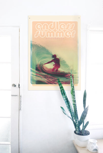 A2 Australia Surf Poster 'Endless Summer' Red on white wall
