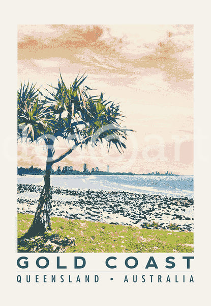 Queensland Gold Coast Poster 'Burleigh Heads' with watermark