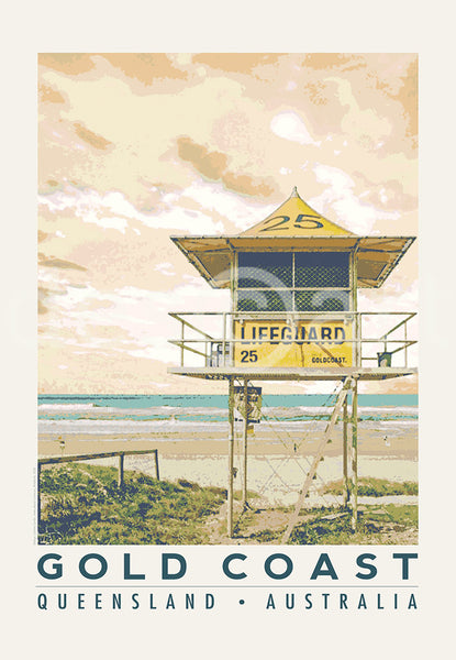 Gold Coast Queensland Poster 'Lifeguard Tower' with watermark