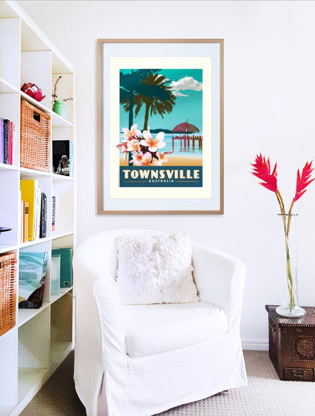 A1 Townsville Poster 'Frangipani' in wooden frame