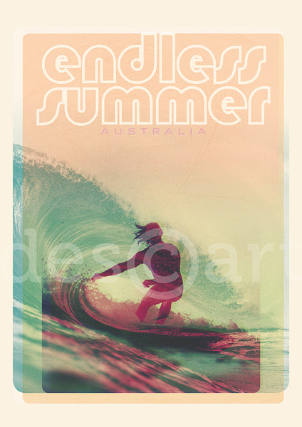 Australia Surf Poster 'Endless Summer' Red with watermark