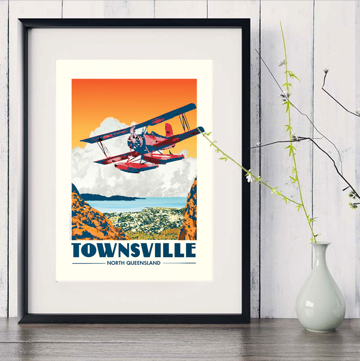 A3 Townsville Poster 'Red Baron' in black frame