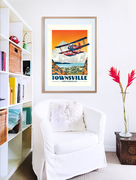 A1 Townsville Poster 'Red Baron' in wooden frame