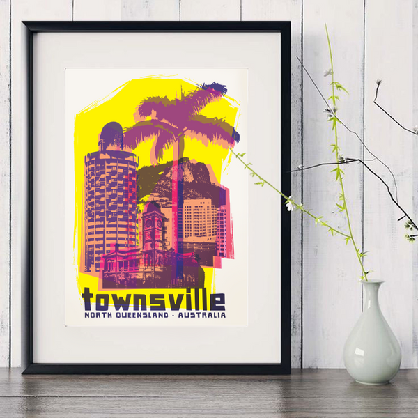 A3 Townsville Poster 'Sugarshaker' in black frame